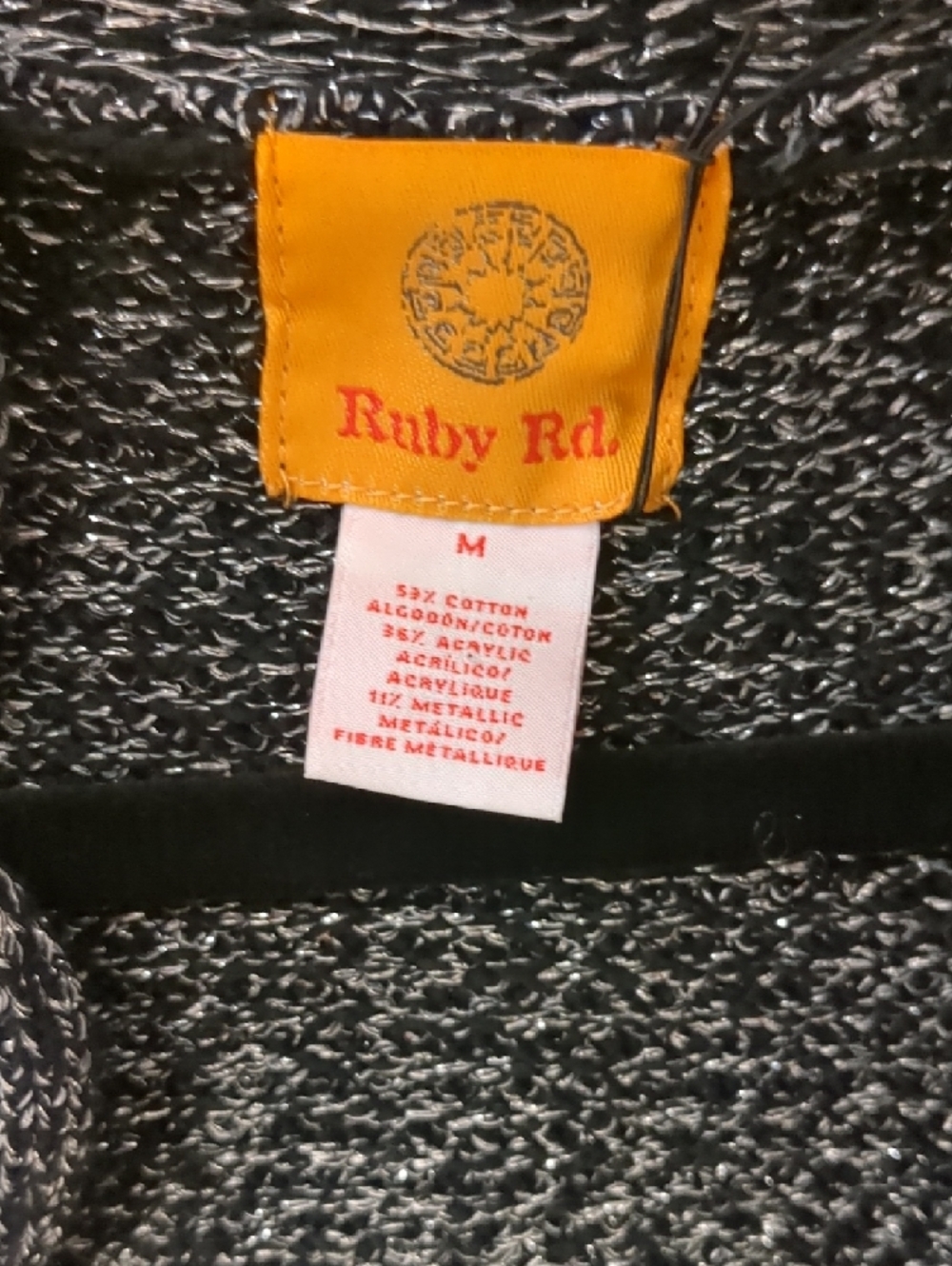 Ruby Rd. Black & Silver Ruffled Cardigan - Picture 2 of 3